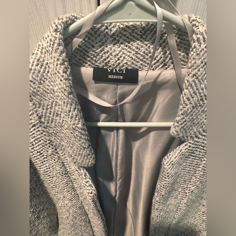 Vici Herringbone Patterned Jacket - Gray - image 3